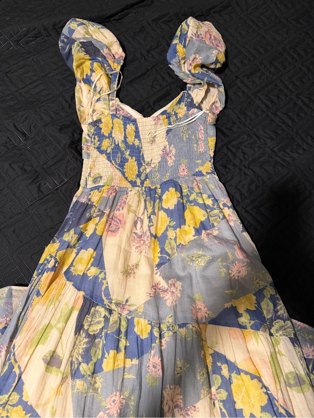 Free People Sundrenched Printed Maxi Dress in a blue floral border print. - Picture 6 of 8